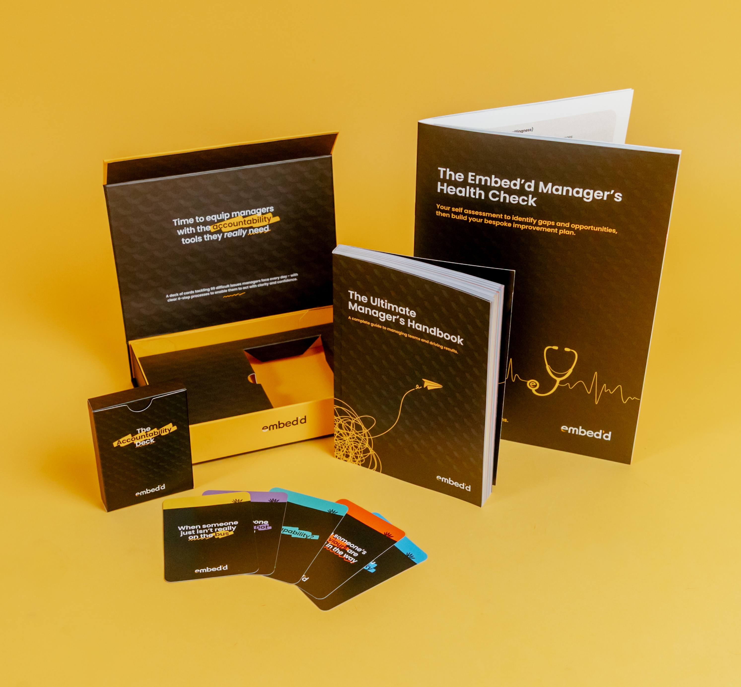 The Ultimate Accountability Toolbox with manager’s handbook, health check, accountability deck and cards